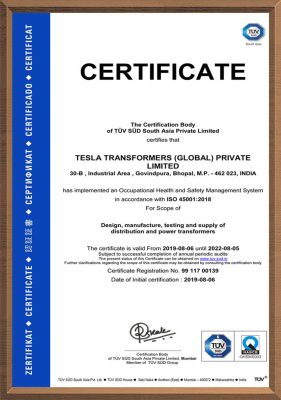 Certificate - Tesla Transformers India